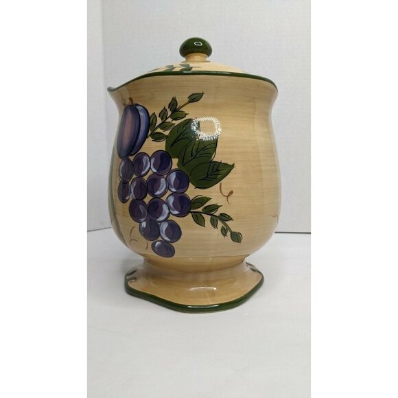 Home Trends Granada Fruit Medium Canister 9" gasket lid apple grapes pear - Picture 3 of 12
